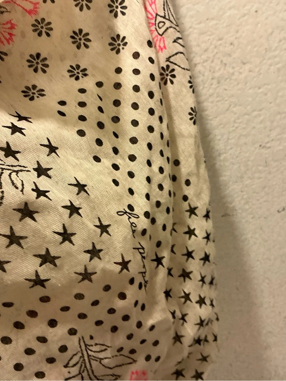Free People Pink and Cream Floral Polka Dot Shoulder Bag